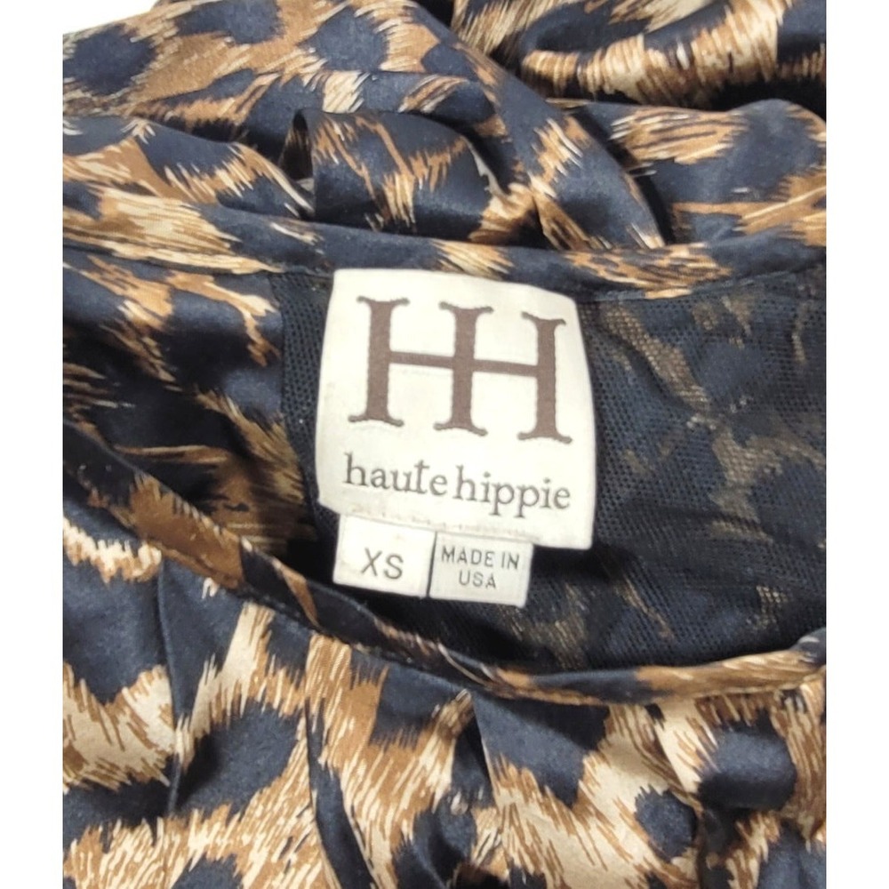 Haute Hippie Women's 100% Silk Leopard Print 3/4 Sleeve Crop Bolero Top - XS - Picture 4 of 6